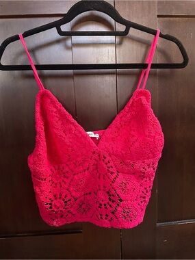 Mango Fuschia Lace Tank top